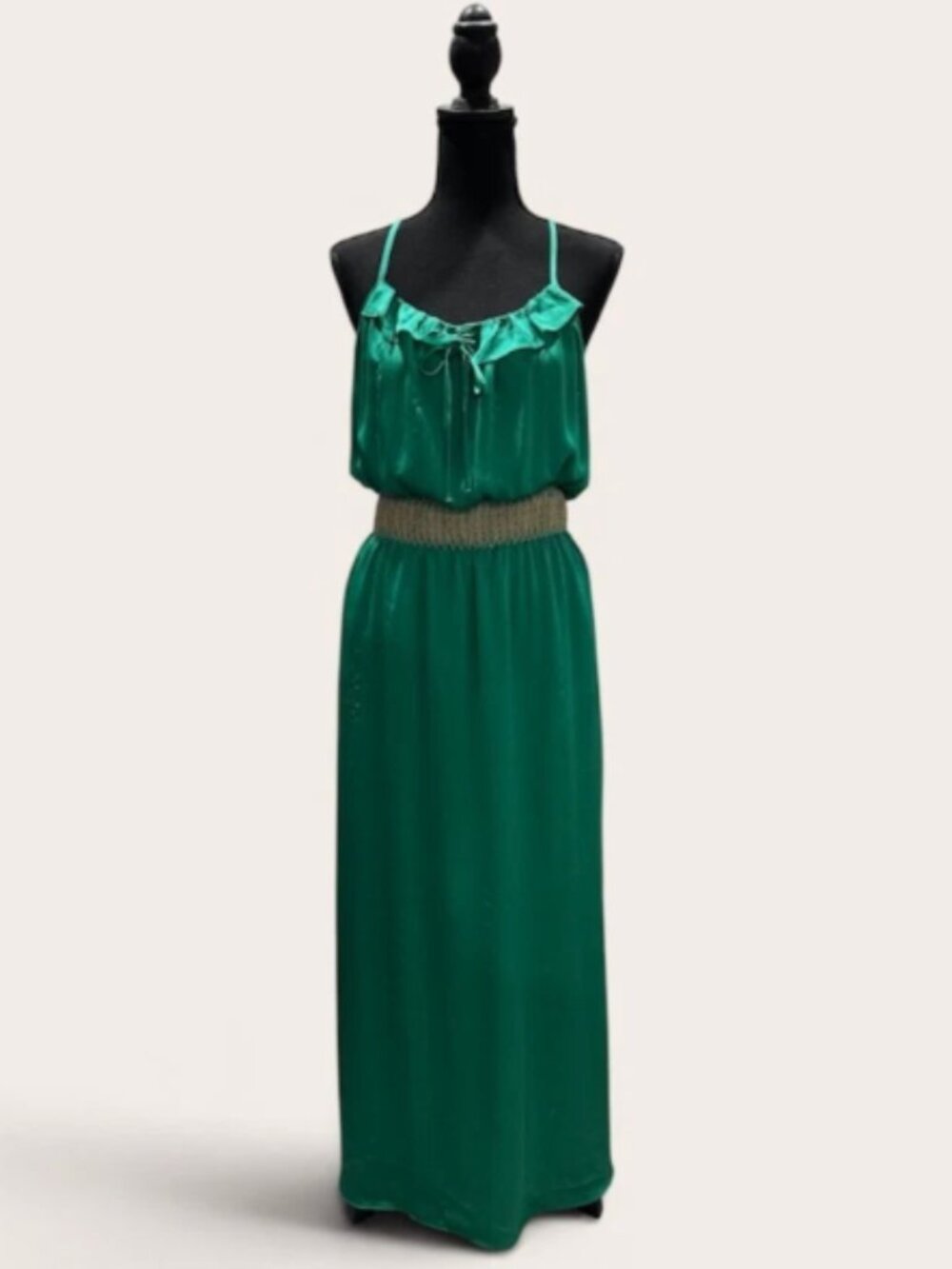 Aryn K Green Maxi Dress Halter Back Embroidered Waist Style AD-7728-A Size M
